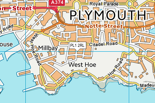 PL1 2RL map - OS VectorMap District (Ordnance Survey)