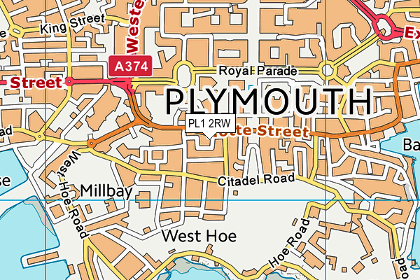 PL1 2RW map - OS VectorMap District (Ordnance Survey)