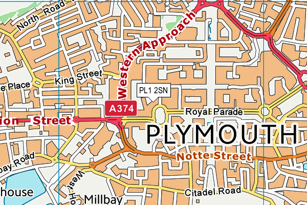 PL1 2SN map - OS VectorMap District (Ordnance Survey)