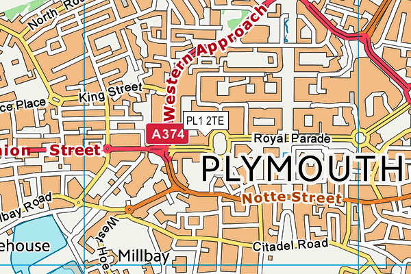 PL1 2TE map - OS VectorMap District (Ordnance Survey)