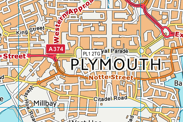 PL1 2TG map - OS VectorMap District (Ordnance Survey)