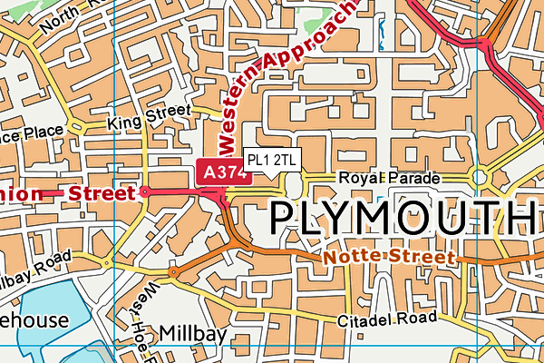 PL1 2TL map - OS VectorMap District (Ordnance Survey)