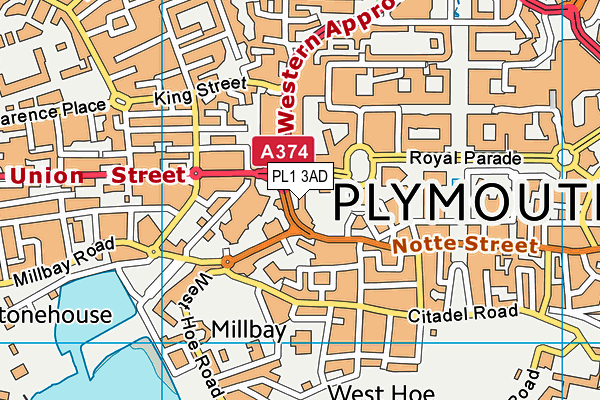 Mccaulay's Health Club (Plymouth) map (PL1 3AD) - OS VectorMap District (Ordnance Survey)