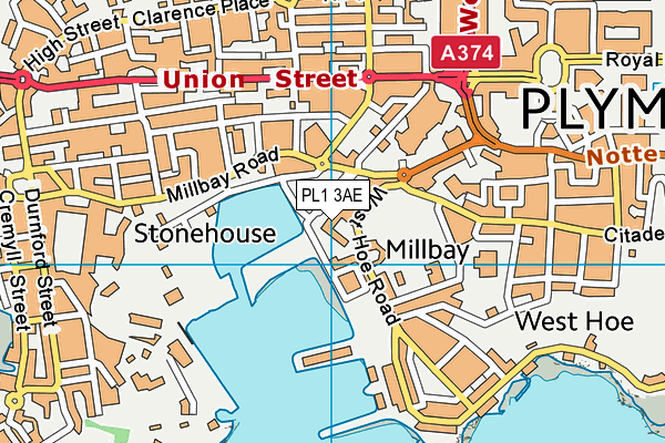 PL1 3AE map - OS VectorMap District (Ordnance Survey)