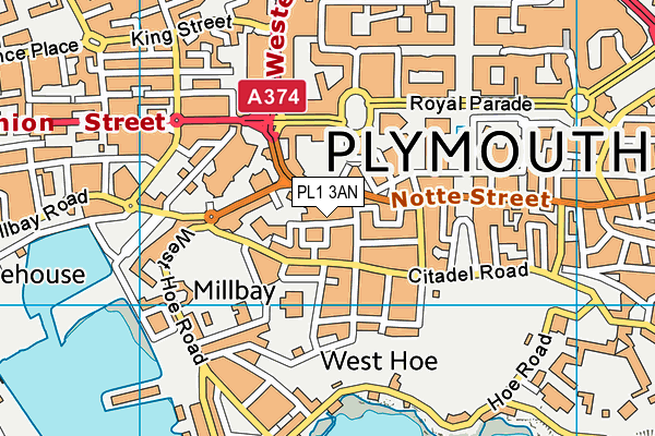 PL1 3AN map - OS VectorMap District (Ordnance Survey)