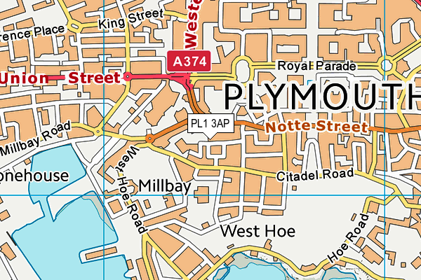 PL1 3AP map - OS VectorMap District (Ordnance Survey)