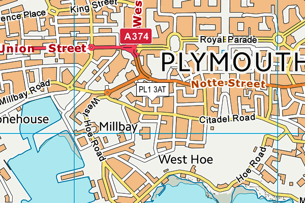 PL1 3AT map - OS VectorMap District (Ordnance Survey)