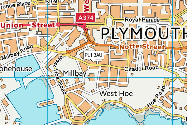 PL1 3AU map - OS VectorMap District (Ordnance Survey)