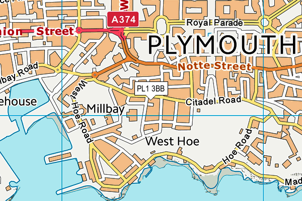 PL1 3BB map - OS VectorMap District (Ordnance Survey)