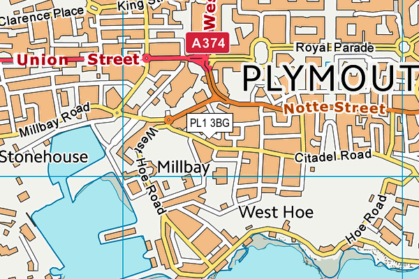 PL1 3BG map - OS VectorMap District (Ordnance Survey)