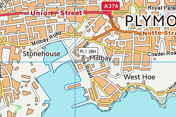 PL1 3BH map - OS VectorMap District (Ordnance Survey)