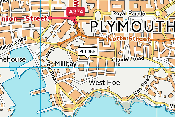 PL1 3BR map - OS VectorMap District (Ordnance Survey)