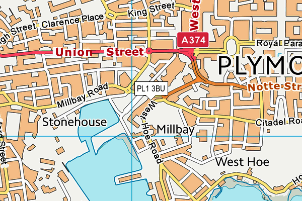 PL1 3BU map - OS VectorMap District (Ordnance Survey)