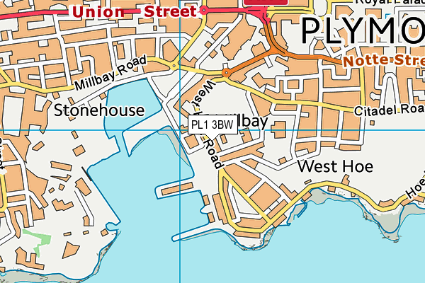 PL1 3BW map - OS VectorMap District (Ordnance Survey)