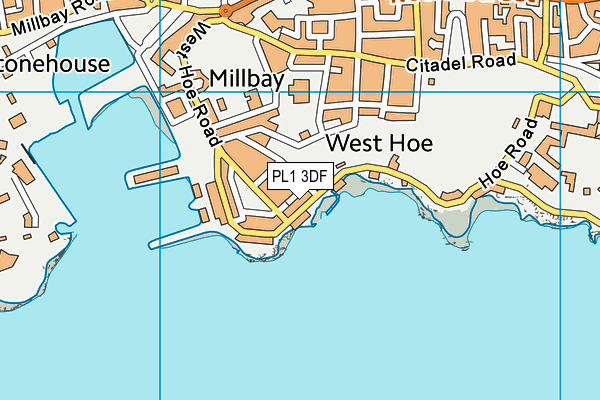 PL1 3DF map - OS VectorMap District (Ordnance Survey)