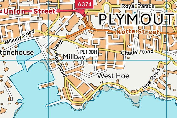 PL1 3DH map - OS VectorMap District (Ordnance Survey)