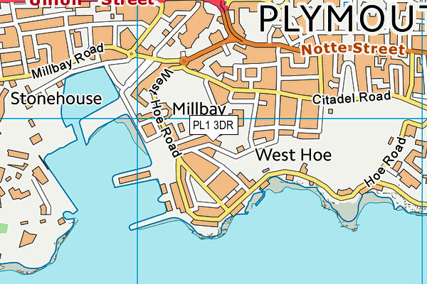 PL1 3DR map - OS VectorMap District (Ordnance Survey)