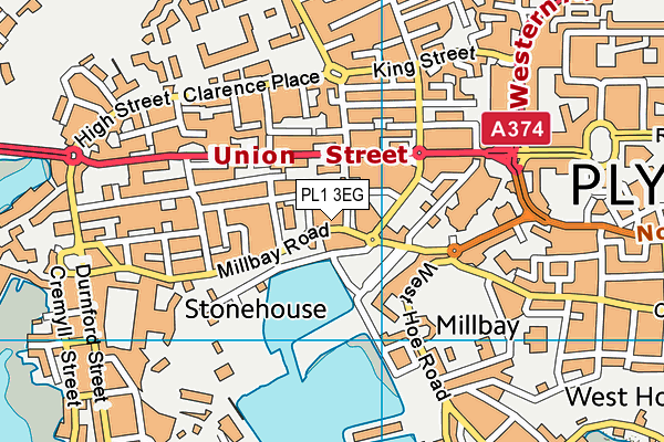 Millbay Academy map (PL1 3EG) - OS VectorMap District (Ordnance Survey)