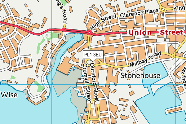 PL1 3EU map - OS VectorMap District (Ordnance Survey)