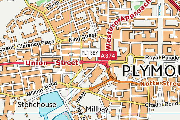 PL1 3EY map - OS VectorMap District (Ordnance Survey)