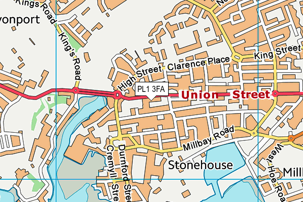 PL1 3FA map - OS VectorMap District (Ordnance Survey)