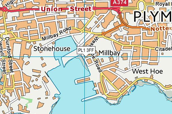 PL1 3FF map - OS VectorMap District (Ordnance Survey)