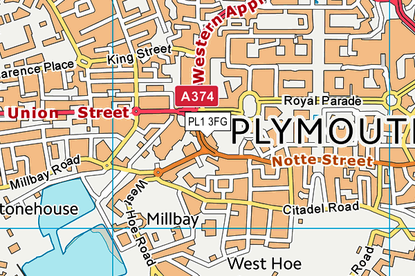 PL1 3FG map - OS VectorMap District (Ordnance Survey)