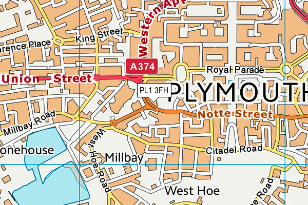 PL1 3FH map - OS VectorMap District (Ordnance Survey)