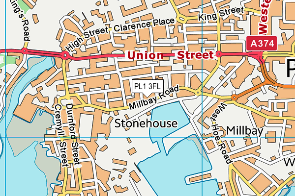 PL1 3FL map - OS VectorMap District (Ordnance Survey)