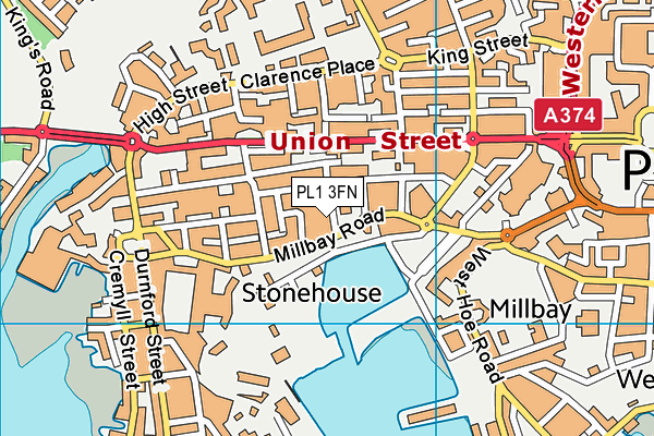 PL1 3FN map - OS VectorMap District (Ordnance Survey)