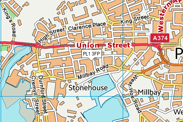 PL1 3FP map - OS VectorMap District (Ordnance Survey)