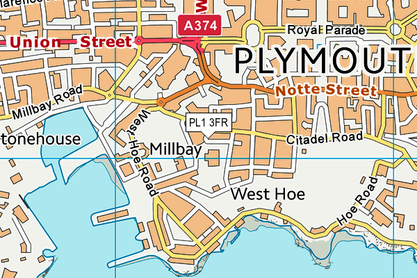 PL1 3FR map - OS VectorMap District (Ordnance Survey)