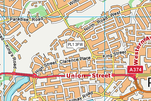 PL1 3FW map - OS VectorMap District (Ordnance Survey)