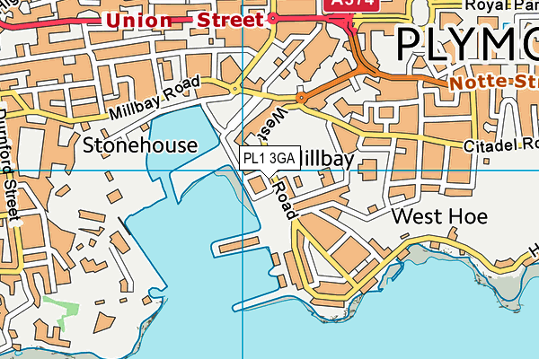 PL1 3GA map - OS VectorMap District (Ordnance Survey)