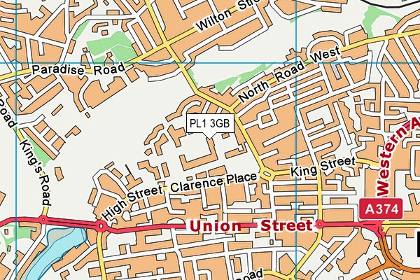 PL1 3GB map - OS VectorMap District (Ordnance Survey)