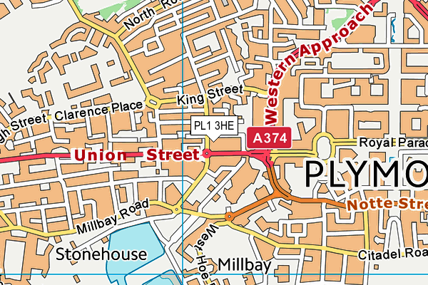 PL1 3HE map - OS VectorMap District (Ordnance Survey)