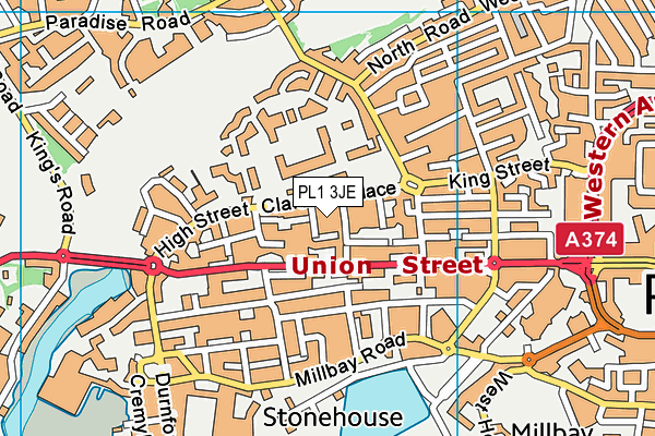 PL1 3JE map - OS VectorMap District (Ordnance Survey)