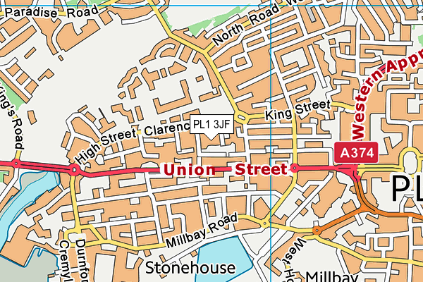 PL1 3JF map - OS VectorMap District (Ordnance Survey)