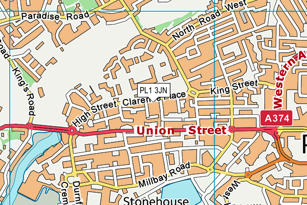 PL1 3JN map - OS VectorMap District (Ordnance Survey)