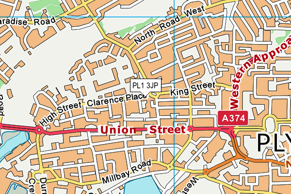 PL1 3JP map - OS VectorMap District (Ordnance Survey)