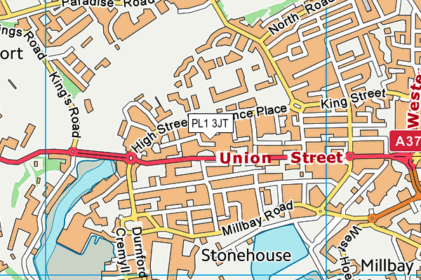 PL1 3JT map - OS VectorMap District (Ordnance Survey)