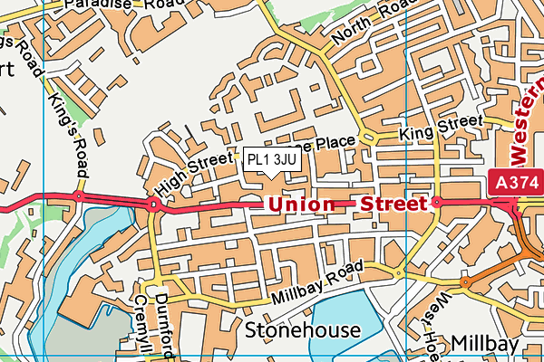 PL1 3JU map - OS VectorMap District (Ordnance Survey)