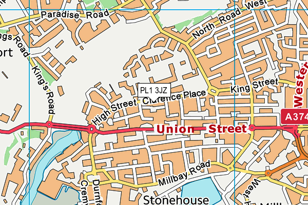 PL1 3JZ map - OS VectorMap District (Ordnance Survey)