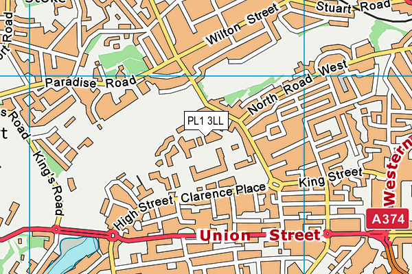 PL1 3LL map - OS VectorMap District (Ordnance Survey)