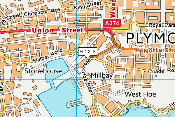 PL1 3LS map - OS VectorMap District (Ordnance Survey)