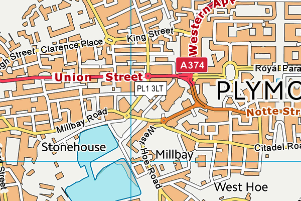 PL1 3LT map - OS VectorMap District (Ordnance Survey)