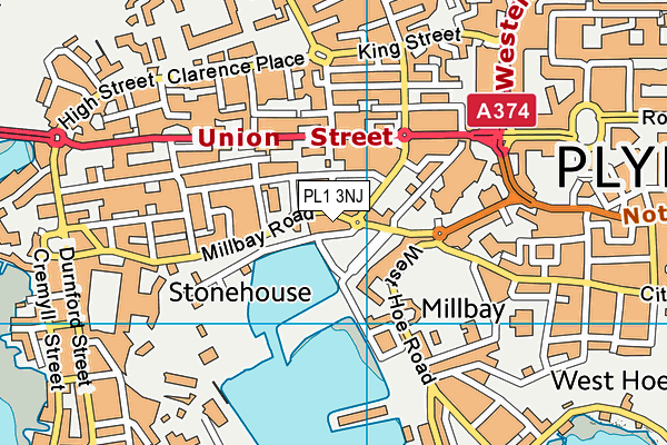 PL1 3NJ map - OS VectorMap District (Ordnance Survey)