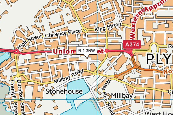 PL1 3NW map - OS VectorMap District (Ordnance Survey)