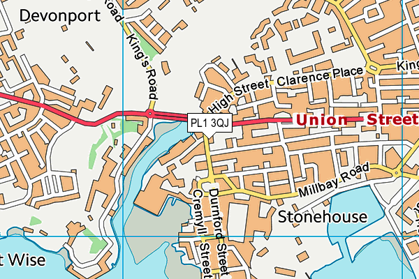 PL1 3QJ map - OS VectorMap District (Ordnance Survey)