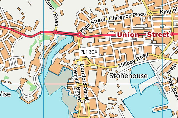 PL1 3QX map - OS VectorMap District (Ordnance Survey)